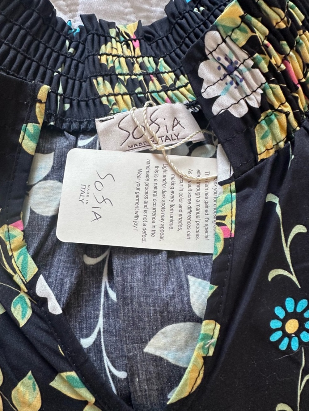 Sofia Italy Women's Black Floral Blouse